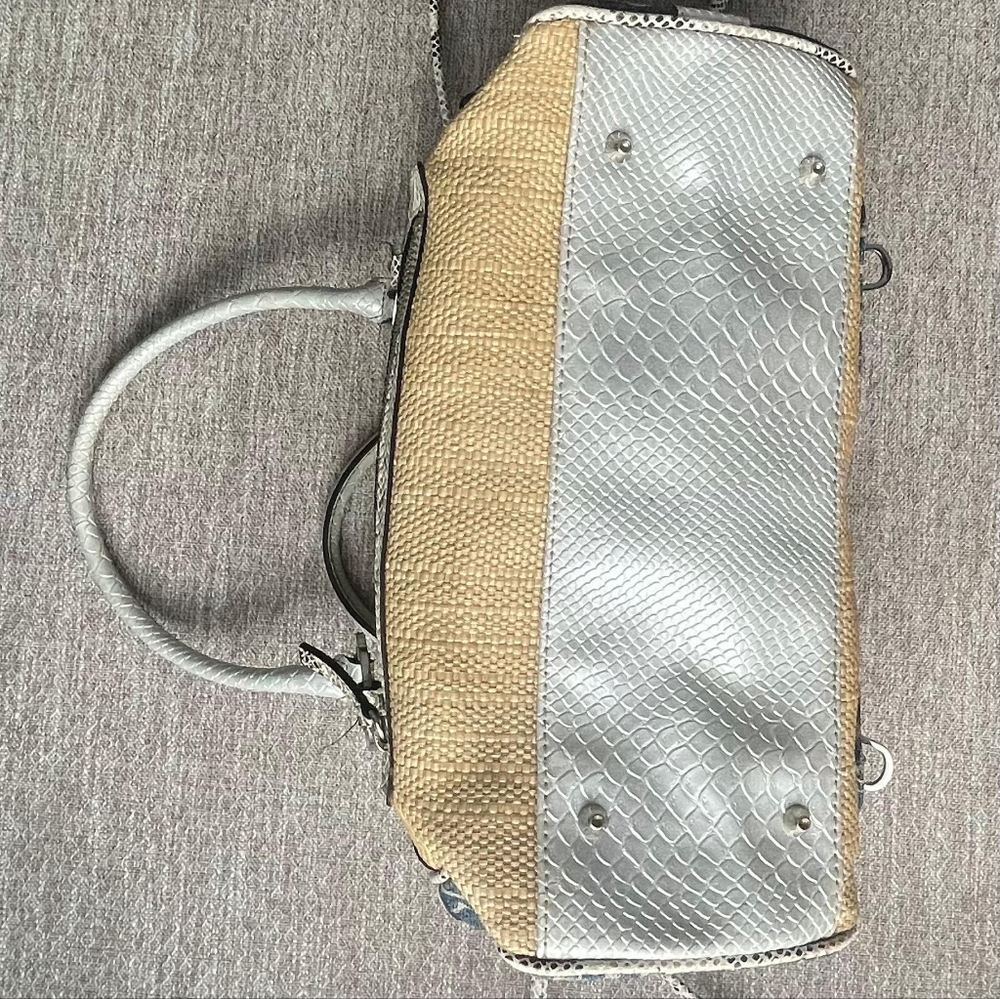 GUESS Vintage Y2K Denim & Straw Handbag • Boho Luxe Mini Bag - Picture 7 of 8